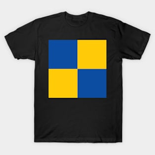 Leeds United Blue and Yellow Checkered Fan Flag T-Shirt